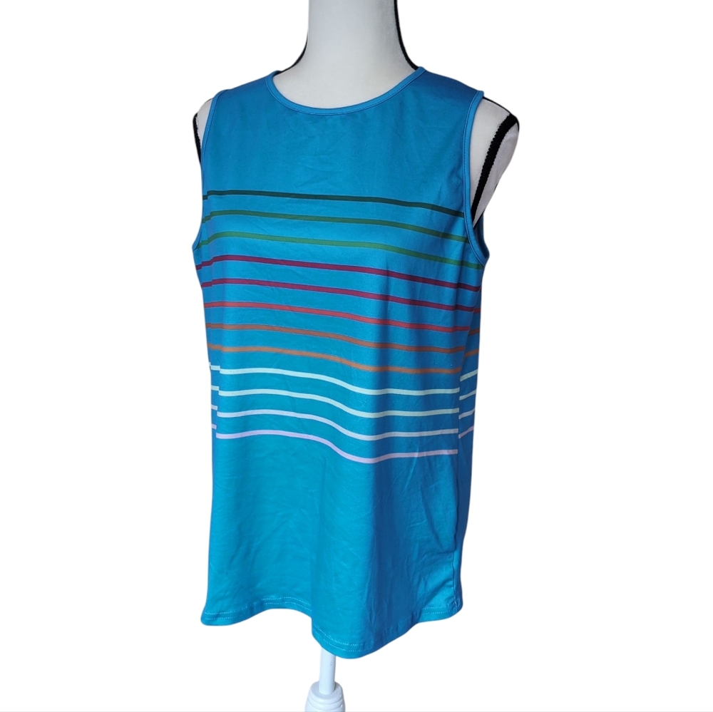 Stretchy Striped Tank Top MEDIUM Sapphire Blue